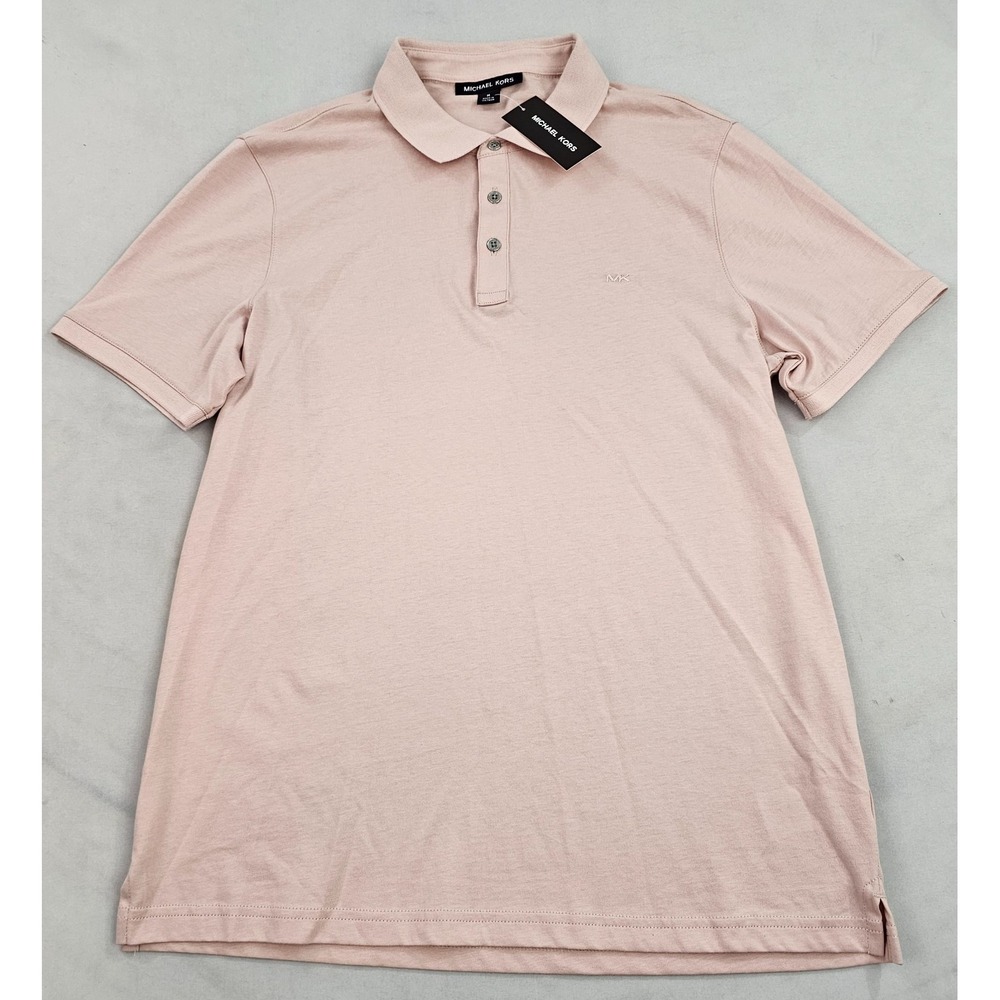 Michael Kors Mens Polo Shirt M Rosewater Pink Cotton KR0500819P NEW